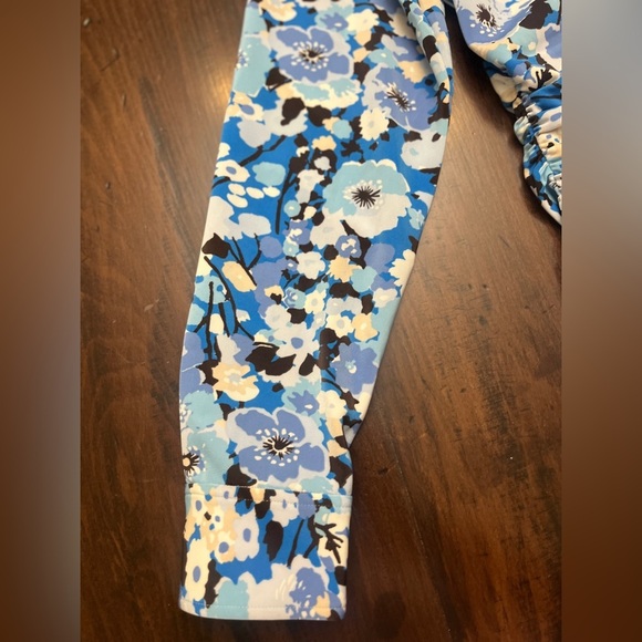 Rails Lisa Blouse Small Zinnia Blue Floral Long Sleeve Stretch Button Up Ruched - Picture 9 of 16